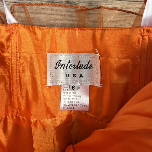 Interlude Orange & Black Strapless Tulle Dress NWT - Picture 5 of 5